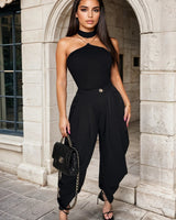 Chic Draped Pleated Pants - Black - Palazzo Couture Online