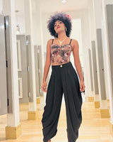 Chic Draped Pleated Pants - Black - Palazzo Couture Online