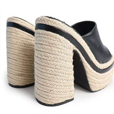 Chic Peak Espadrille Mules
(Black) - women's slip-on mule shoes