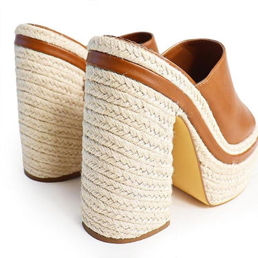 Chic Peak Espadrille Mules (Tan) - Palazzo Couture Online