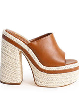 Chic Peak Espadrille Mules (Tan) - Palazzo Couture Online