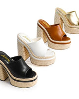 Chic Peak  Espadrille Mules (Tan) - trendy women's mules