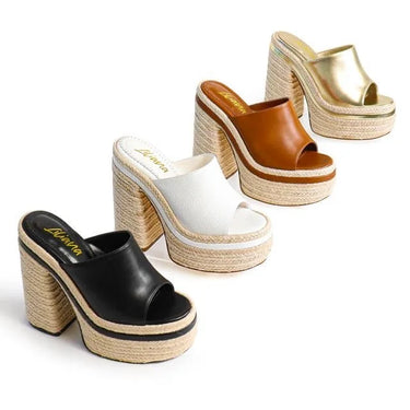 Chic Peak  Espadrille Mules (Tan) - trendy women's mules