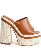 Chic Peak  Espadrille Mules (Tan) - women's slip-on mule shoes