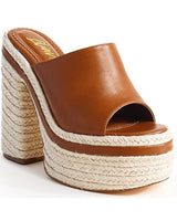 Chic Peak  Espadrille Mules (Tan) for women - mule sandals by Palazzo Couture