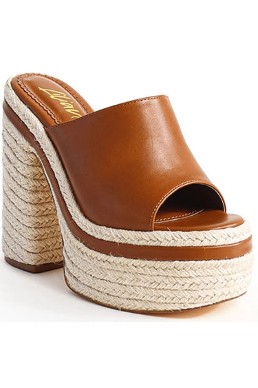 Chic Peak  Espadrille Mules (Tan) for women - mule sandals by Palazzo Couture