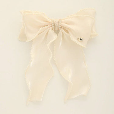 Chic Pearl - Trimmed Bow Barrette (beige) - Palazzo Couture Online