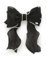Chic Pearl - Trimmed Bow Barrette (Black) - Palazzo Couture Online