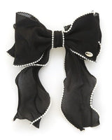 Chic Pearl - Trimmed Bow Barrette (Black) - Palazzo Couture Online