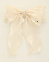 Chic Pearl-Trimmed Bow Barrette (beige) - view 2