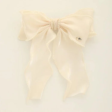 Chic Pearl-Trimmed Bow Barrette (beige) - view 2