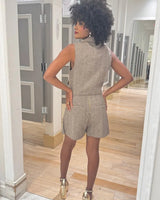 Elegant Brown matching two piece skirt set styled for going out