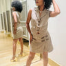 Chic Power Skort Set - Brown close up of matching top design and fabric