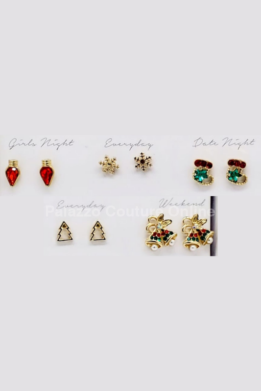 Christmas Earing Box Bells (Five Pairs) Earrings