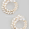 Circle Rhinestone Leaf Earrings (Gold) - Palazzo Couture Online