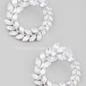 Circle Rhinestone Leaf Earrings (Silver) - Palazzo Couture Online