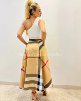 Women's Shoulder maxi dress one-shoulder style back view