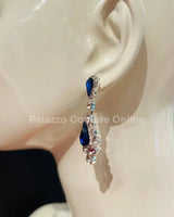 Classic Crystal Drop Evening Earrings (Blue) - Palazzo Couture Online