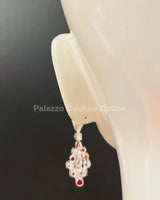 Classic Crystal Drop Evening Earrings (Blue) - Palazzo Couture Online