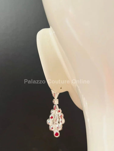 Classic Crystal Drop Evening Earrings (Blue) - Palazzo Couture Online