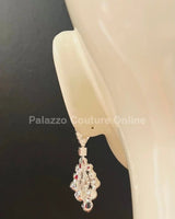 Classic Crystal Drop Evening Earrings (Green) - Palazzo Couture Online