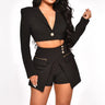 Classy and Chic Short Set (Black) front view showing complete two piece short set