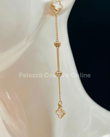 Clover And Studs Chain Dangle Earrings (Gold) - Palazzo Couture Online