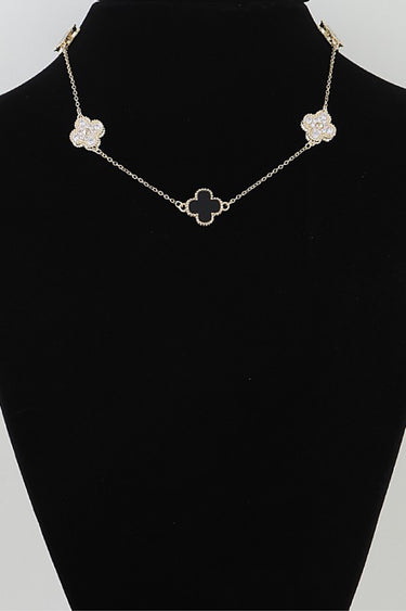 Multi Bejeweled Clover Charm Necklace | Palazzo Couture