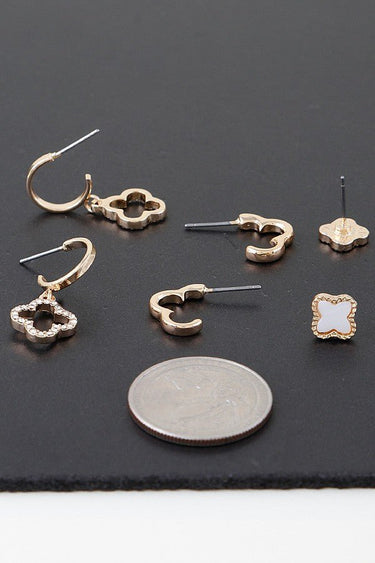 Radiance Clover Earrings Set. Perfect for any occasion, these delicate earrings are a must-have in your collection.