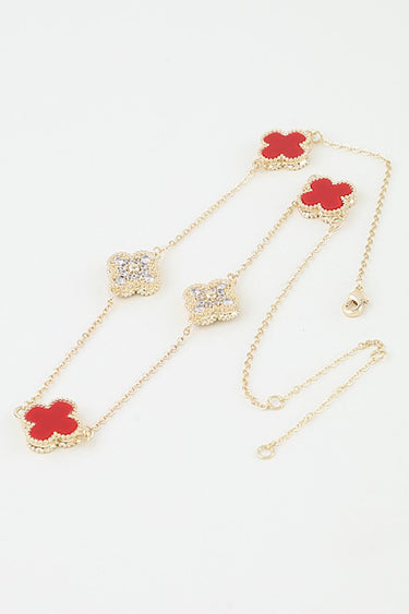 Multi Bejeweled Clover Charm Necklace | Palazzo Couture