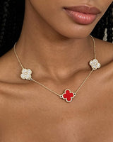 Multi Bejeweled Clover Charm Necklace | Palazzo Couture
