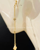 Clover And Studs Chain Dangle Earrings (Gold) - women's statement jewelry