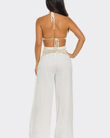 Coastal Breeze Crochet Pant Set - White - Palazzo Couture Online