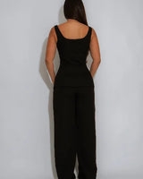 coastal charm seashell button top black detail