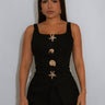 Coastal Charm Seashell Button Top - Black - Palazzo Couture Online