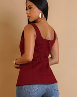 Coastal Charm Seashell Button Top - Burgundy - Palazzo Couture Online