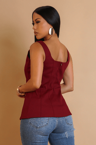 Coastal Charm Seashell Button Top - Burgundy - Palazzo Couture Online