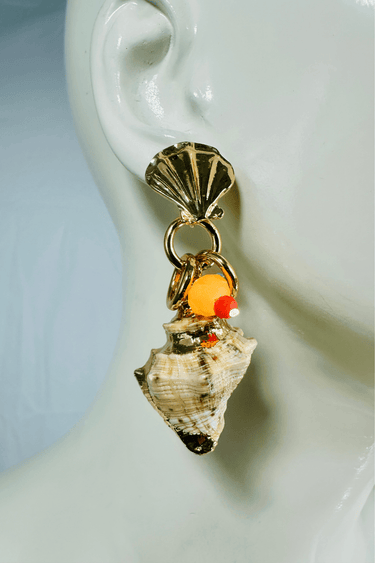Coastal Elegance Shell Drop Earrings (Gold) - Palazzo Couture Online