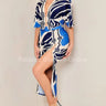 Coastal Knot Ruched Skirt Set - Blue front view showing complete two piece skirt set