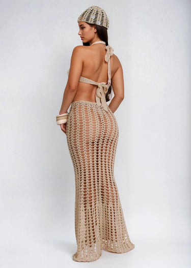 Coastal Mirage 3 - Piece Crochet Skirt Set - Palazzo Couture Online