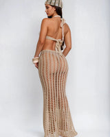 Coastal Mirage 3-Piece Crochet Skirt Set - women's resort wear and swimwear cover up
