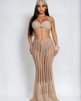 Coastal Mirage 3-Piece Crochet Skirt Set for women - beach cover up by Palazzo Couture