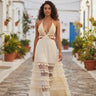 Coastal Muse Tassel Maxi Dress - Ivory front view showing full-length maxi silhouette