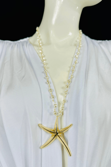 Coastal Star Long Necklace (cream) - Palazzo Couture Online