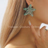 Colorful Rhinestone Starfish Stud Earrings (Green) - Palazzo Couture Online