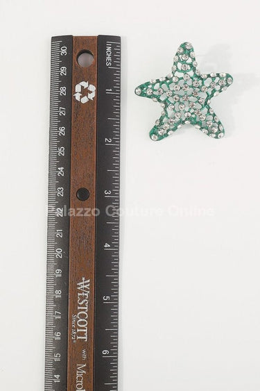 Colorful Rhinestone Starfish Stud Earrings (Green) - Palazzo Couture Online