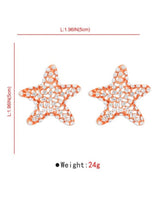 Colorful Rhinestone Starfish Stud Earrings (Green) - Palazzo Couture Online