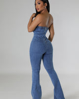Statement denim jumpsuit perfect for versatile outfits