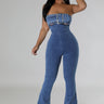 Structured denim jumpsuit with defined waist detail