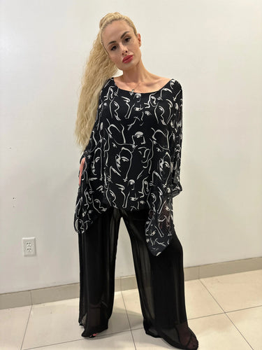 Comodo silky Palazzo Pants (Black) - view 2